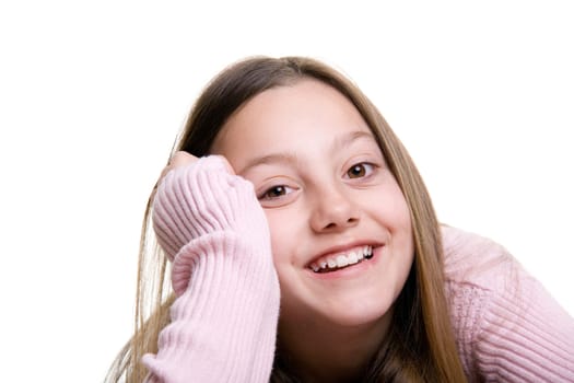 smiling girl isolated on white