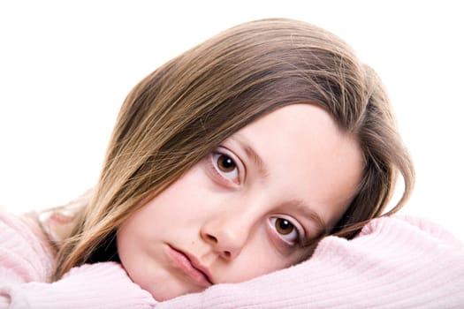 sad young girl isolated