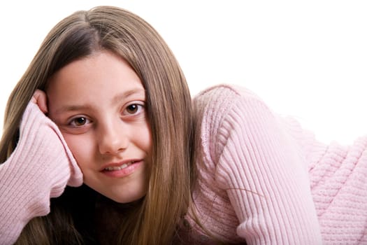 smiling young girl isolated on white