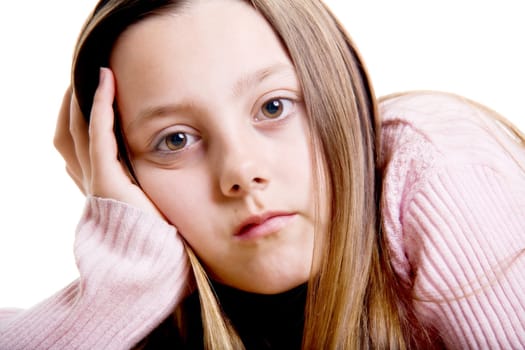 young girl portrait isolated on white