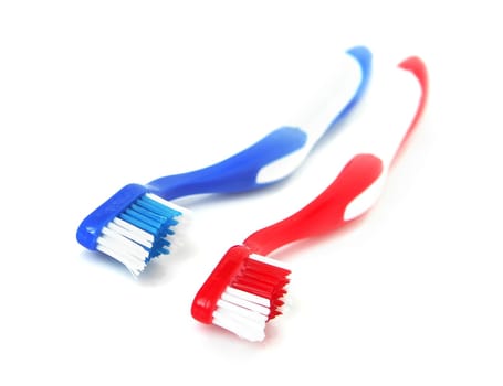 Color dental brush on white background