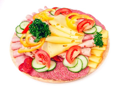 Cold food - salami and fresh vegetables