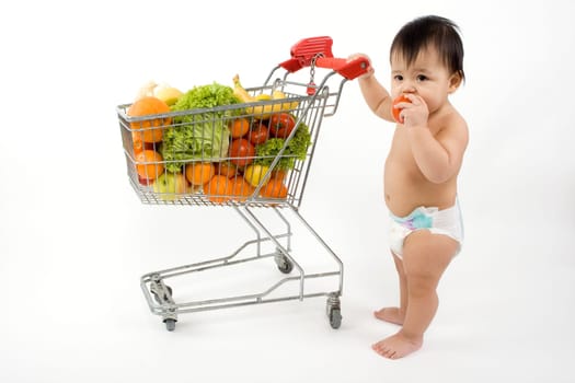 Baby with shopping cart