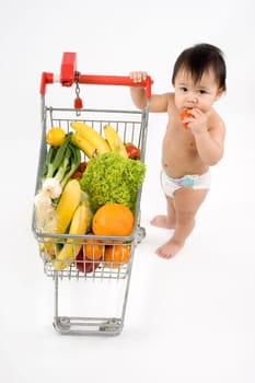 Baby with shopping cart