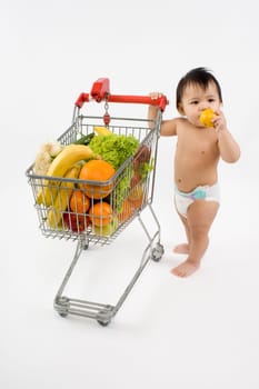 Baby with shopping cart