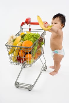 Baby with shopping cart