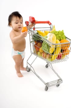 Baby with shopping cart