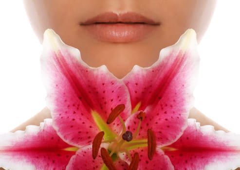 Beauty portrait of a woman with flower