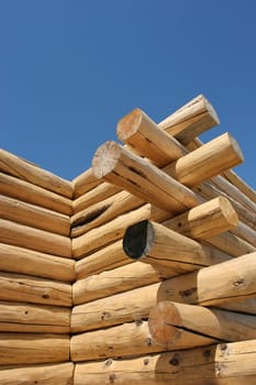log home under construction