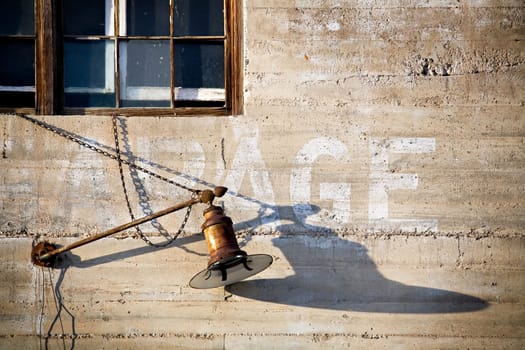 old lantern on garage wall