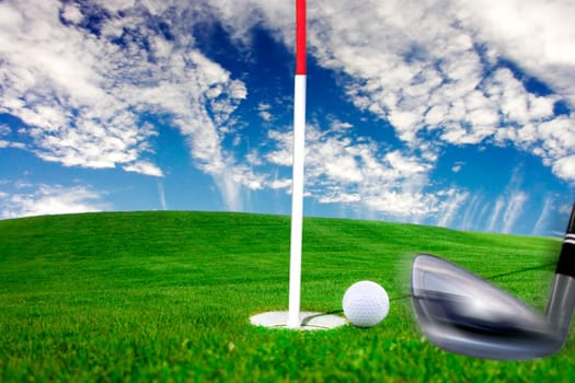 Golf -detail stroke baculine to the ball