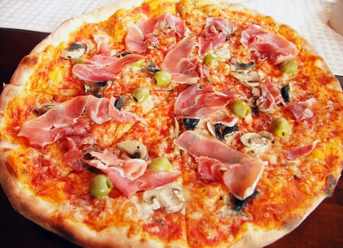 Italian pizza with italian ham