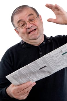 Senior reads newspaper