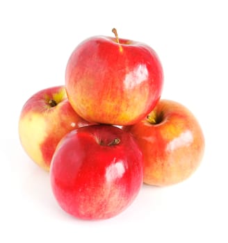 Pile red apple with white background.