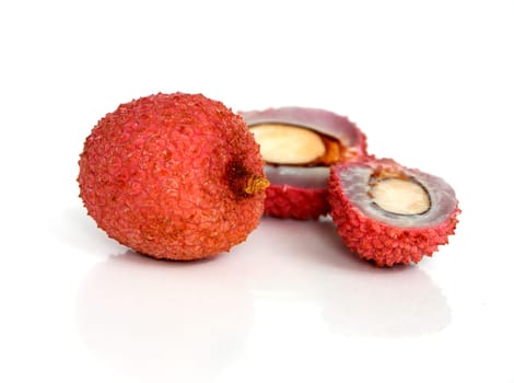 Litchi chinensis with white background