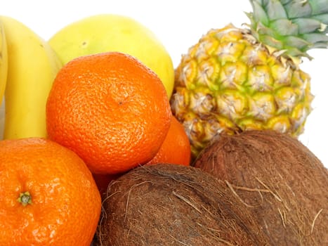 Tropical fruit on white background
