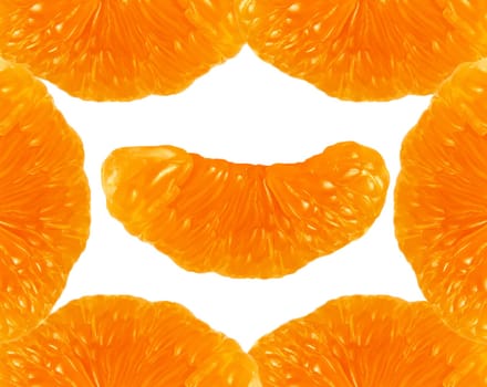 Peeled section without peelings tangerin
