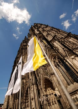 Cologne Cathedral with flags