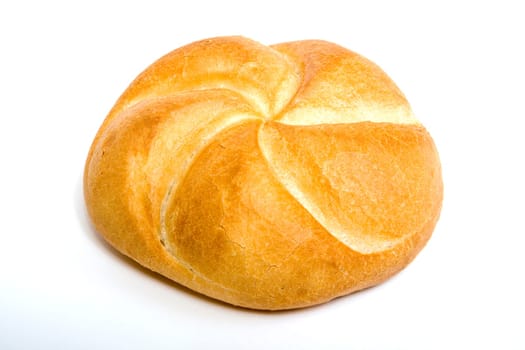 Bread roll in front of a white background