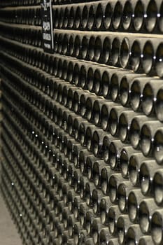 Wine cellar with wine bottles