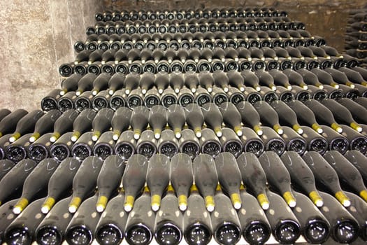Wine cellar with wine bottles