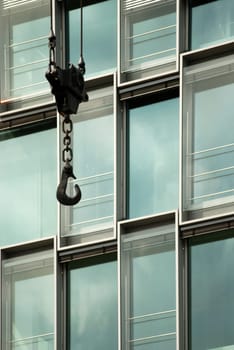 Hook in front of glass façade