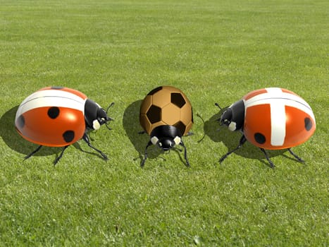 Soccer Playing June Beetle,Cartoon
