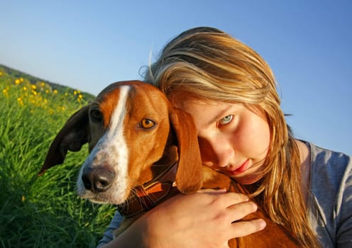 Dog with girl