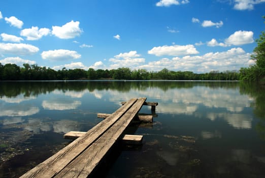 Bench over pond