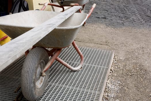 Wheelbarrow on the construction site
