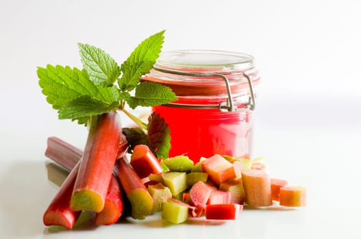 Rhubarb jelly in a glass