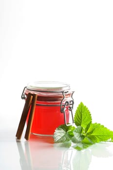 Rhubarb jelly in a glass