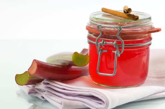 Rhubarb jelly in a glass