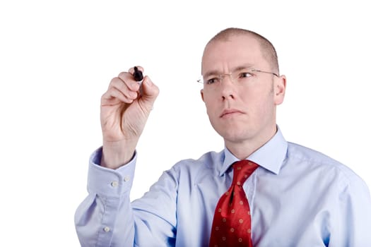 Seminar leader with pen