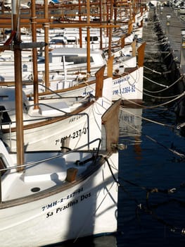 View of small fishing boats in the harbor
