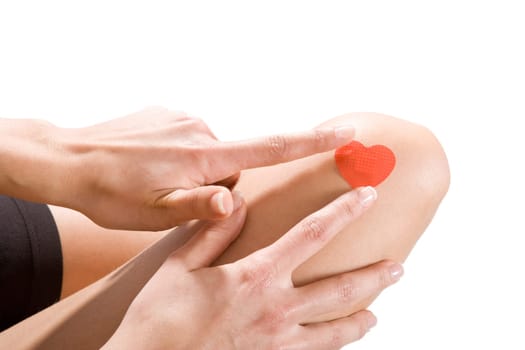 Knee with heart patch