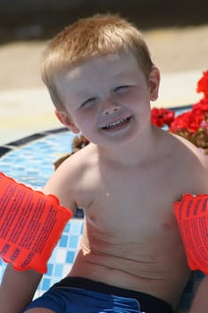 Boy taking a bath