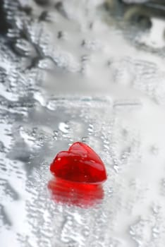 Heart on wet mirror