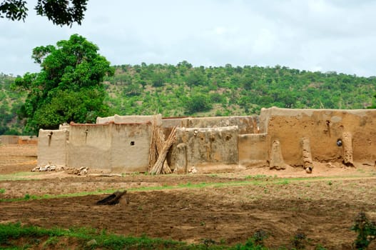 Typical African mud buildings in the province of Nahouri,southern Burkina Faso