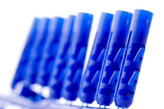 Blue wall plugs isolated