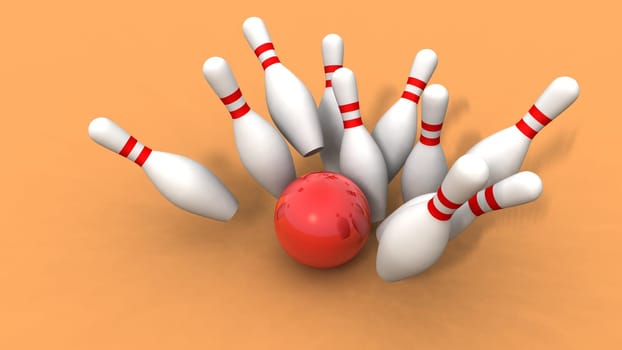 bowling ball and skittles