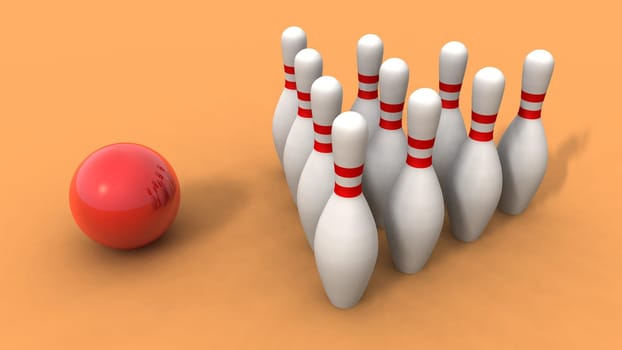 bowling ball and skittles