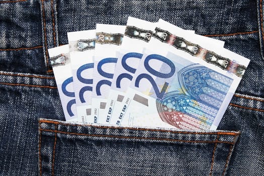 Euro Pocket Money In Blue Jeans
