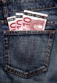 Euro Pocket Money In Blue Jeans