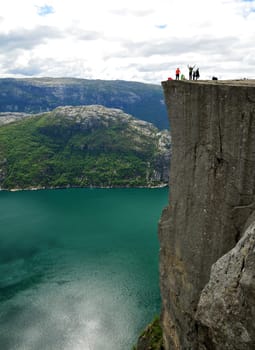 The cliff edge of Preikestolen in Norway.