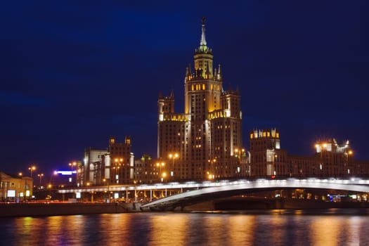 View across Moscow river in twilight