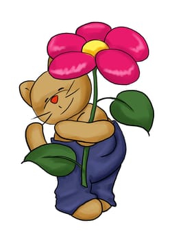 Luffi holding flowers