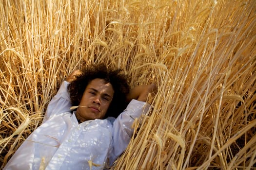 man in meadow