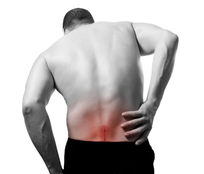 man with back pain and serious problem