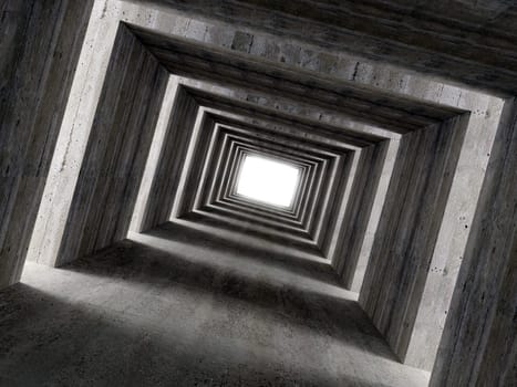 fine image 3d of concrete tunnel and lateral light